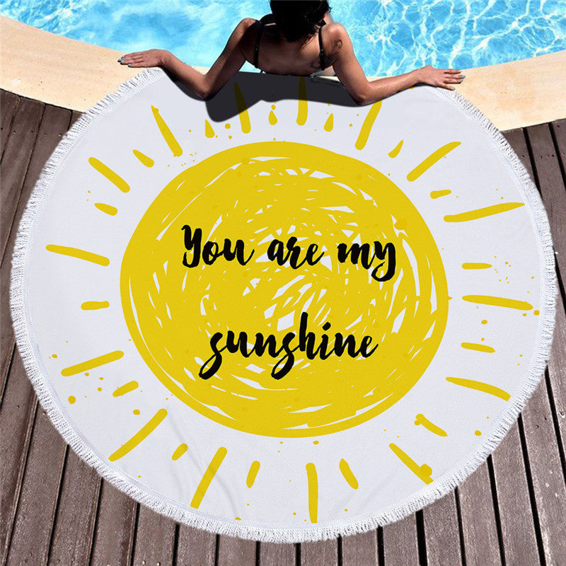 Printed microfiber beach towel and bath towel with colorful beach cushion design