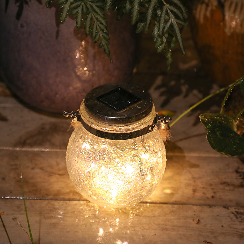 Crack ball glass jar light by My Store, transparent globe jar with textured cracked glass finish