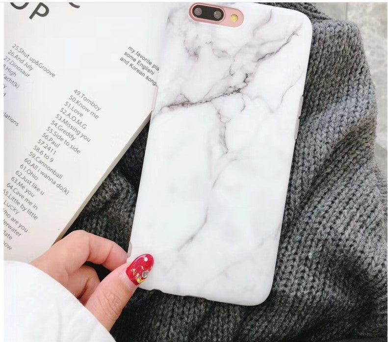 Marble silicone phone case compatible with Apple iPhone 6, 6S, 7, 8, X, XR, XS, and Plus models