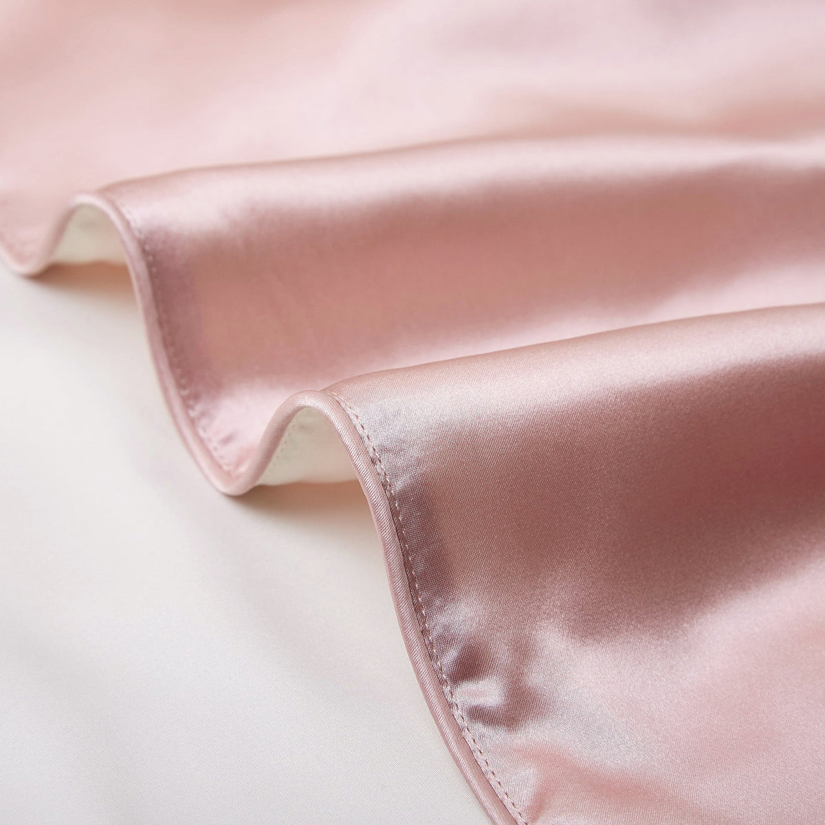 White natural silk pillowcase with smooth pure silk fabric and envelope closure