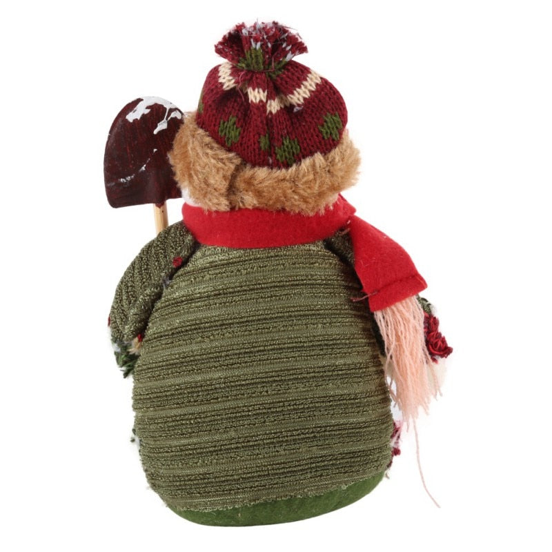 Christmas elk, Santa Claus, and snowman decorations displayed together for holiday decor