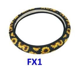 Neoprene girl-themed car steering wheel cover close-up