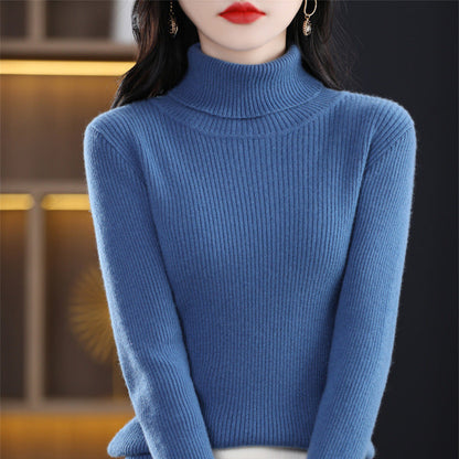 Women's turtleneck sweater for fall and winter by My Store, soft knit design in a neutral color