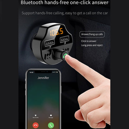 T66 car MP3 Bluetooth player with compact design and digital display