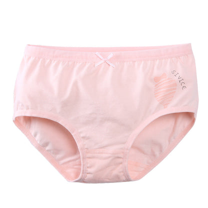 Children's women's triangle cotton boxer underwear, front view in solid white fabric
