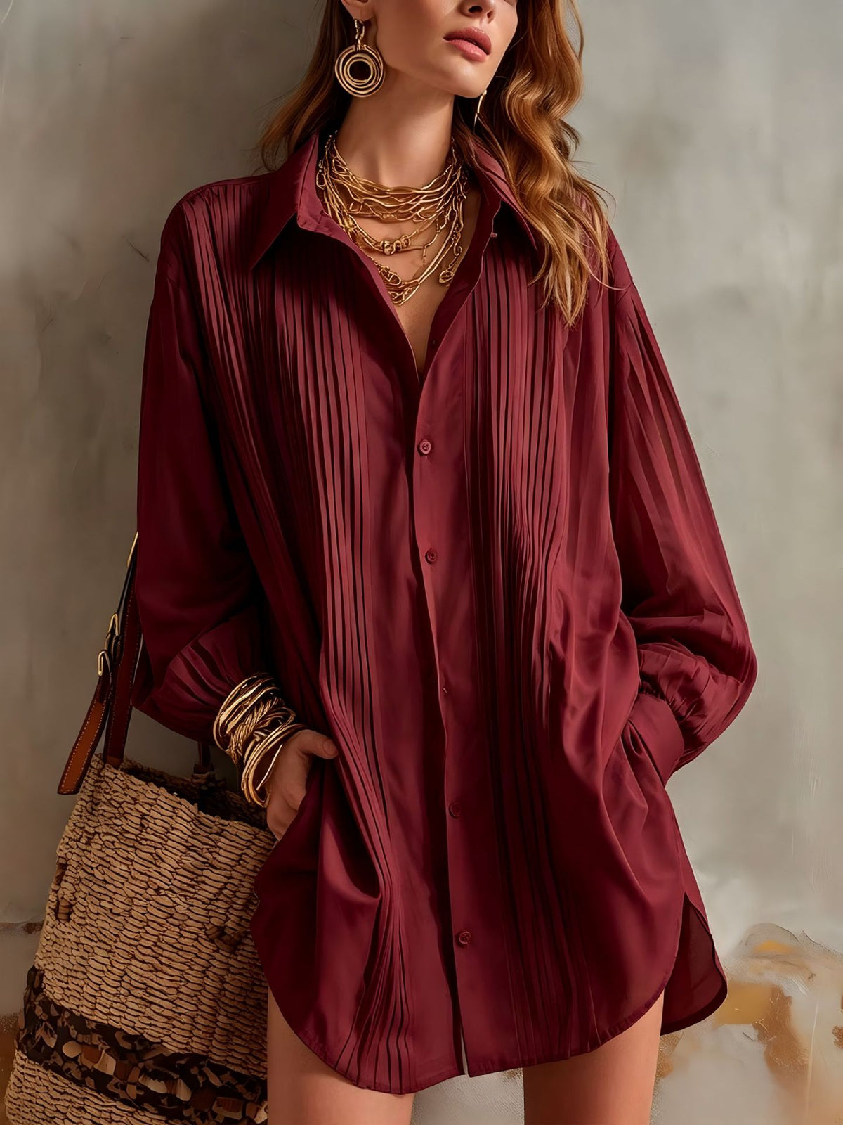 Simple elegant loose-fit draping versatile top in a relaxed silhouette