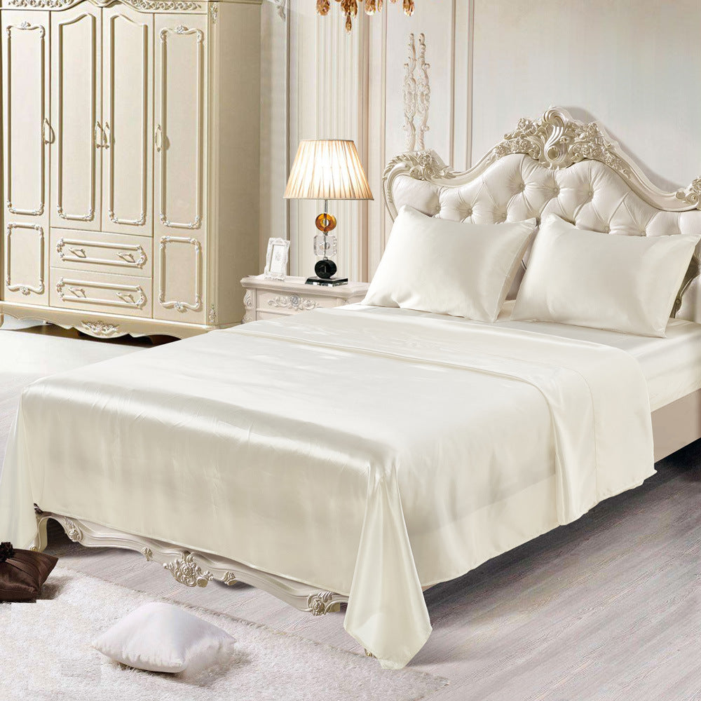 Imitation silk bedding set in smooth fabric, My Store brand, shown in a neutral style setup