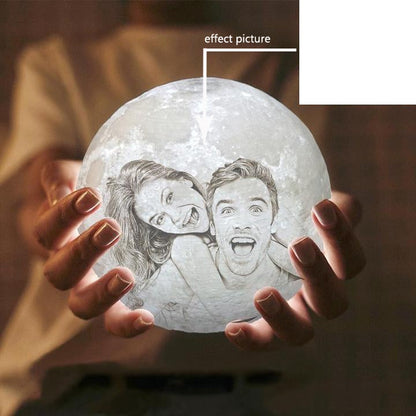 Custom moon lamp with realistic lunar surface texture and soft ambient glow