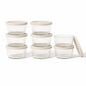 Dura Living 16-piece round glass storage containers with lids in warm beige, 1 cup (8 oz) capacity, clear glassware set.