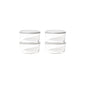 Set of 8 round glass storage containers with grey lids, 6.55 cups capacity, from Dura Living, perfect for kitchen organization.