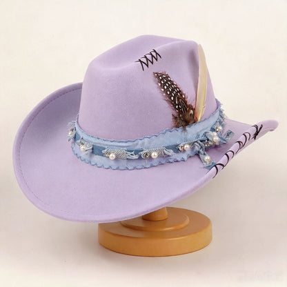 Western cowboy vintage jazz felt hat by My Store, featuring a classic structured crown and curved brim