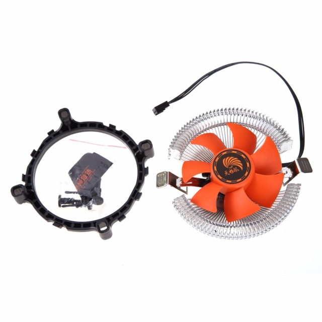 PC CPU cooler cooling fan with black heatsink and visible fan blades
