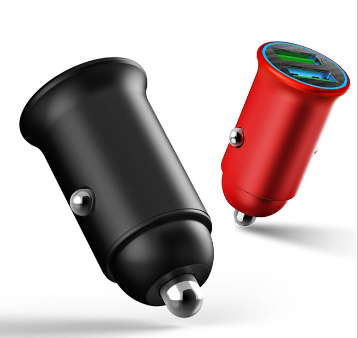 Mini car charger with QC3.0 fast charging port in compact black design