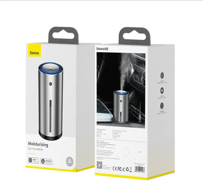 Compact car humidifier with modern cylindrical design for vehicle cup holders