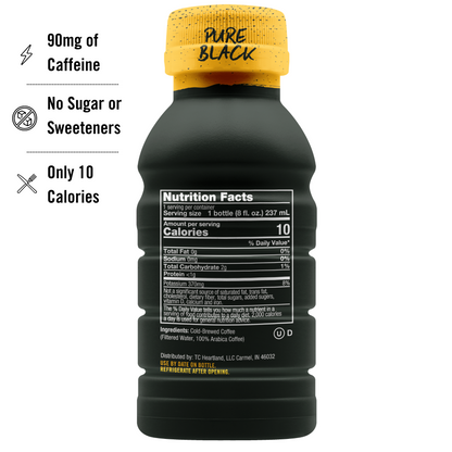 Java House Cold Brew 8oz bottles in pure black packaging, showcasing the sleek coffee bottles ready to enjoy.