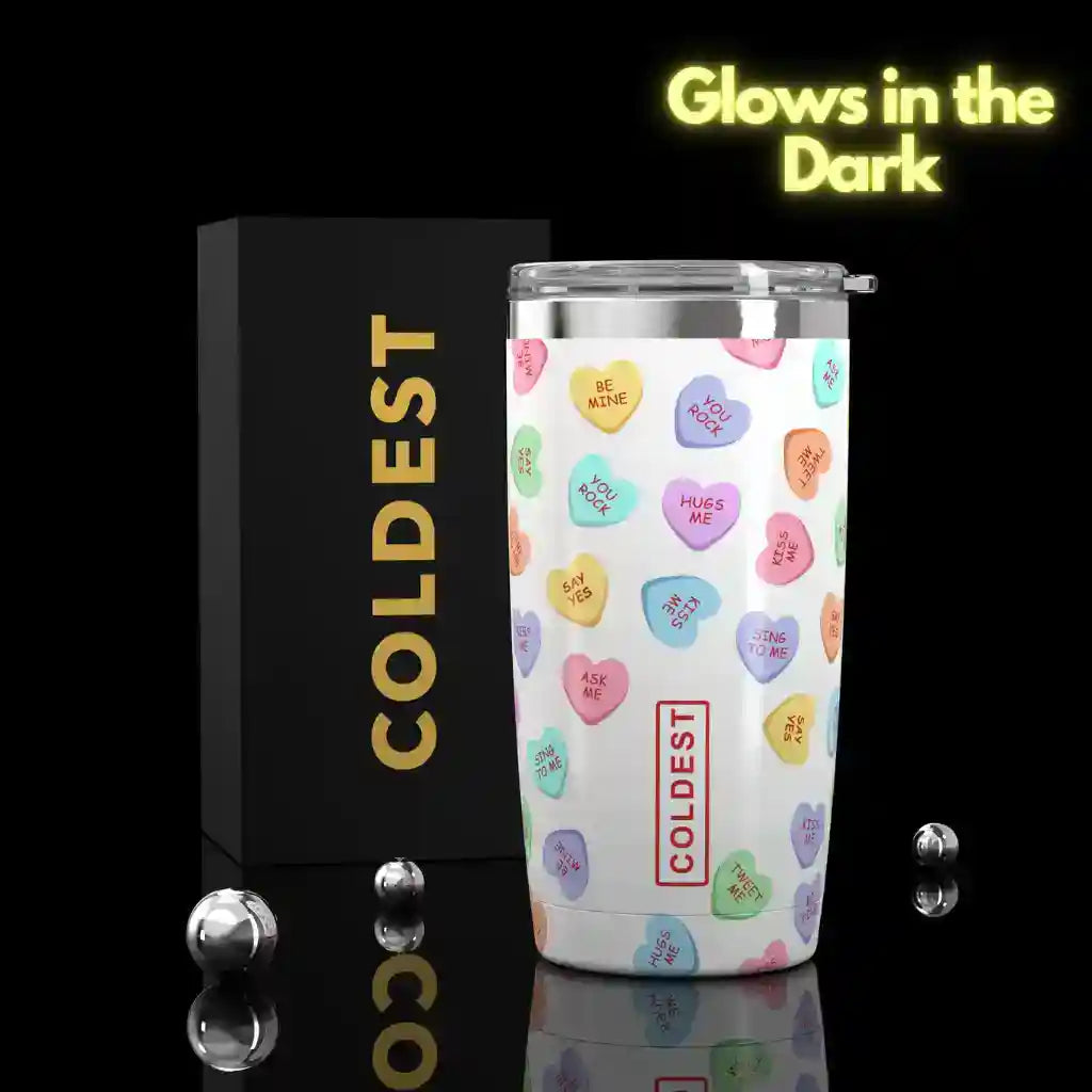 Coldest 20 oz Tumbler v2 hydration bottle with stainless steel body and black lid, designed for cold beverage insulation.
