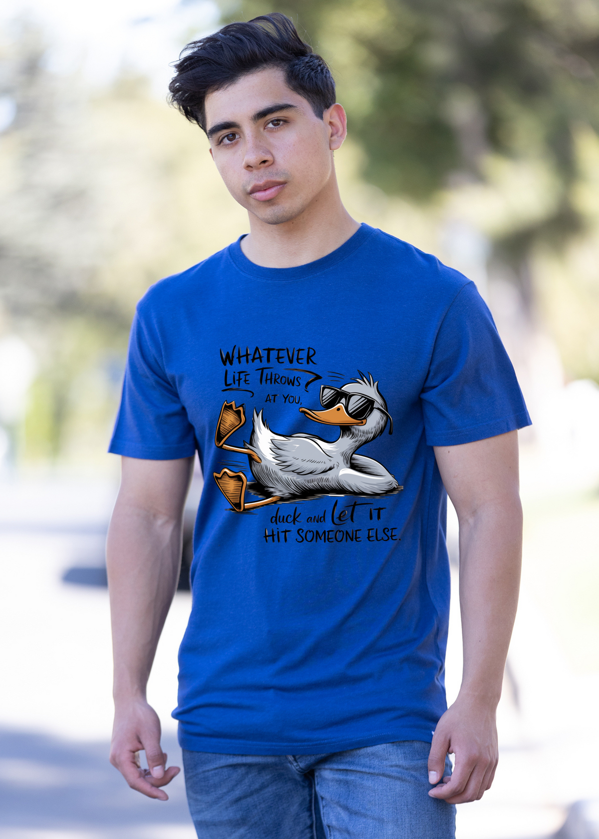 Mens Spun Bamboo funny graphic T-shirt with unisex bamboo and cotton blend, featuring a humorous design related to life.