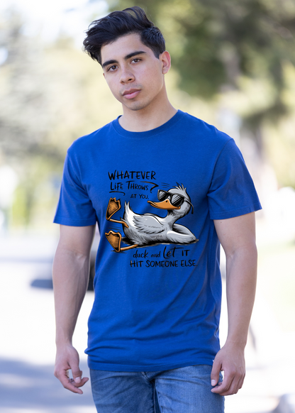 Mens Spun Bamboo funny graphic T-shirt with unisex bamboo and cotton blend, featuring a humorous design related to life.