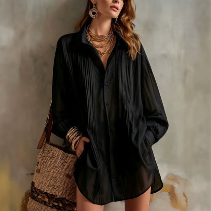 Simple elegant loose-fit draping versatile top in a relaxed silhouette My Store