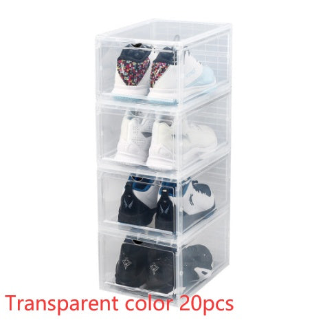 Sneaker storage box shoe cabinet with clear front door and stackable design