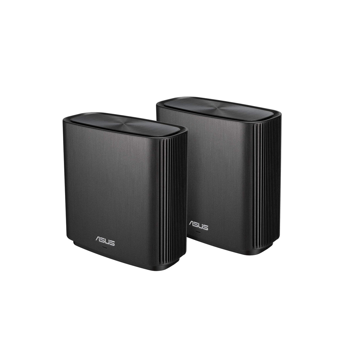 ASUS ZenWiFi AC Whole-Home Tri-Band Mesh System in charcoal, two units with gigabit ports and WiFi coverage up to 5400 sq.ft.