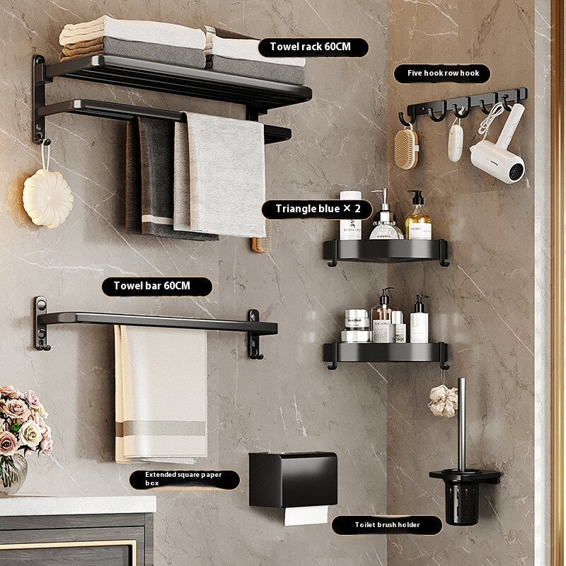 Black My Store bathroom towel rack pendant mounted on wall