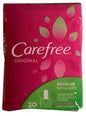 Carefree Regular Scented Pantiliners with Baking Soda, 20 count, showing the product packaging and individual pantiliner.