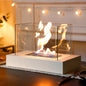 JHY DESIGN rectangular tabletop fireplace fire bowl with 360° view and four-sided glass, designed for gel and ethanol fires.