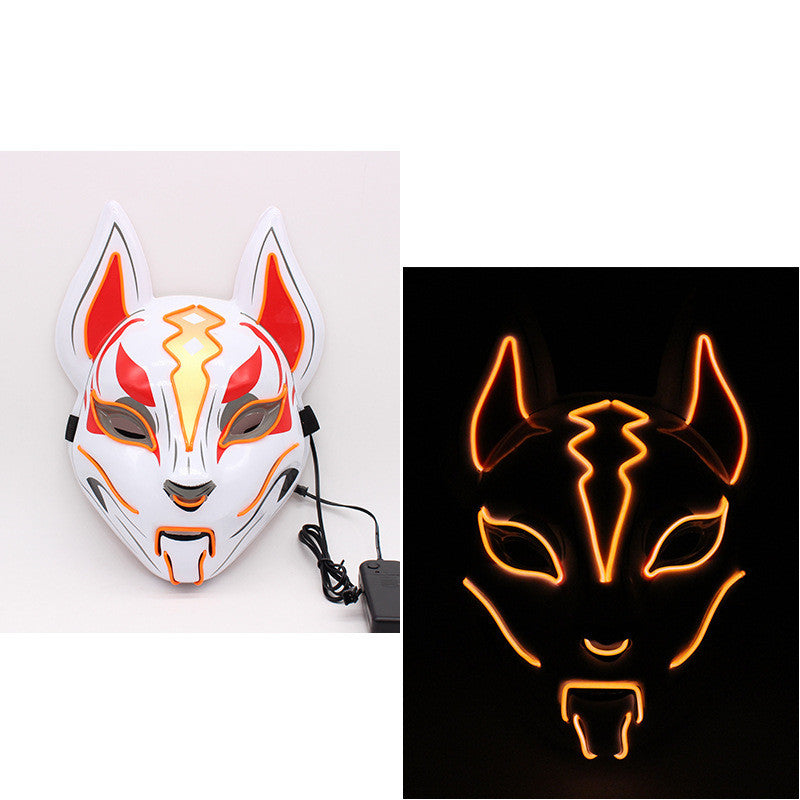 Glowing cat face mask for women, cold light fox mask for Demon Slayer cosplay and masquerade props