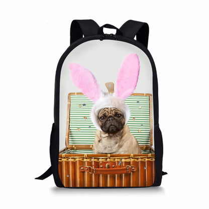 Pug children's primary school backpack with playful pug design