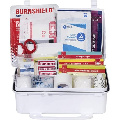 First Aid Kit for 25 people in a plastic case, emergency and first aid supplies from BACKUPMYFILESNOW®