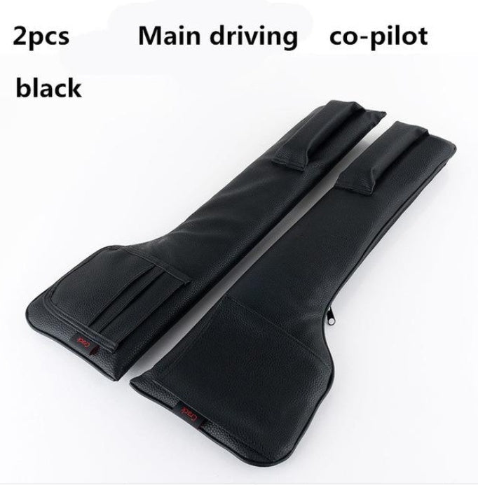Car seat gap filler pocket organizer for storing items between vehicle seats and center console