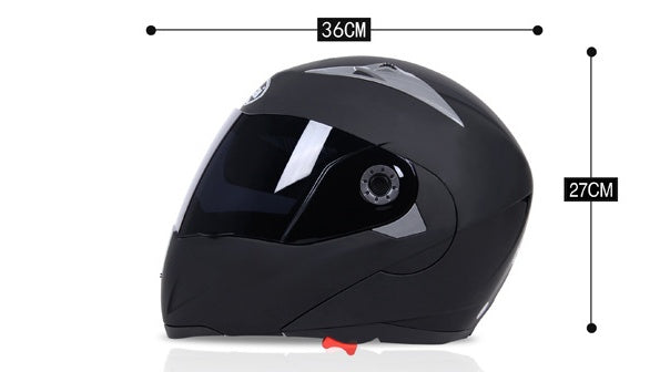 Black motorcycle helmet with aerodynamic shell and clear visor from My Store