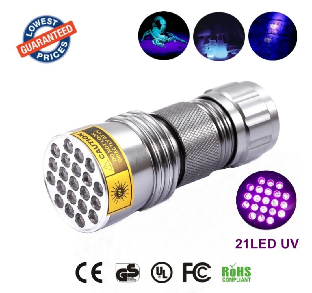21LED violet UV flashlight for counterfeit detection by My Store