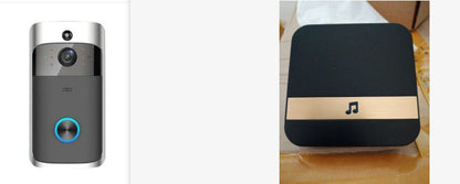 Wireless video camera ringer doorbell with camera lens and speaker grille, Ring-compatible design