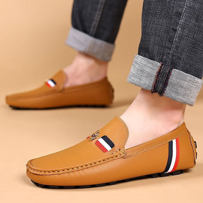 Plus-size casual leather shoes with ultra-soft soles in a comfortable slip-on design