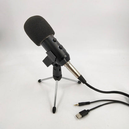 BM800 microphone by Reverb, black condenser microphone with adjustable stand and audio cable