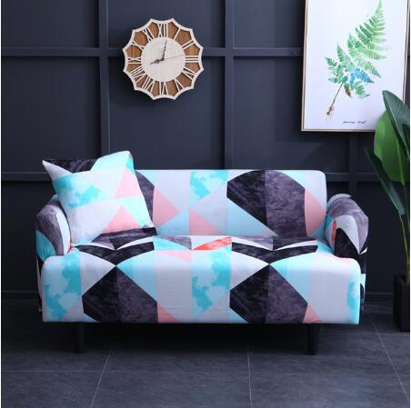 Elastic universal sofa cover in a neutral color, designed to fit and protect standard sofas