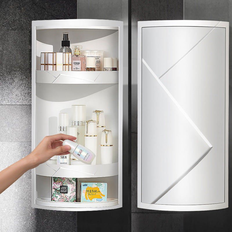 Rotatable plastic bathroom makeup organizer corner wall mounted storage rack box