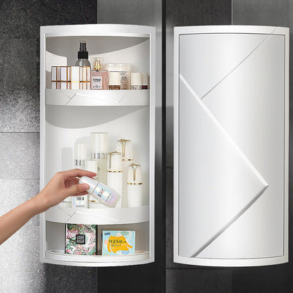 Rotatable plastic bathroom makeup organizer corner wall mounted storage rack box