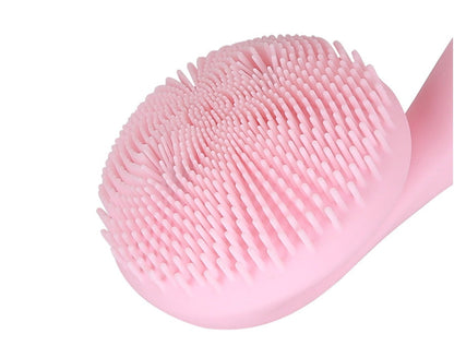 Multifunctional face brush with soft bristles and ergonomic handle for cleansing and exfoliating skin