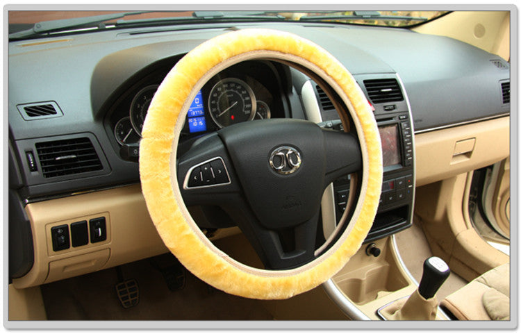 Black steering wheel cover by My Store, shown in close-up for vehicle interior protection