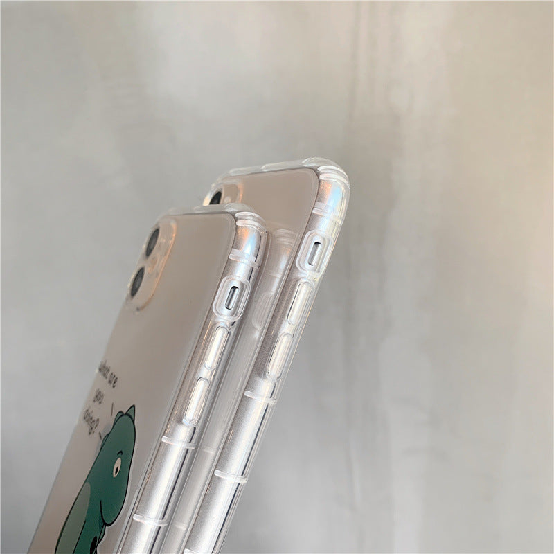 Transparent airbag anti-fall mobile phone case protective cover for cute couples, clear design with shockproof edges
