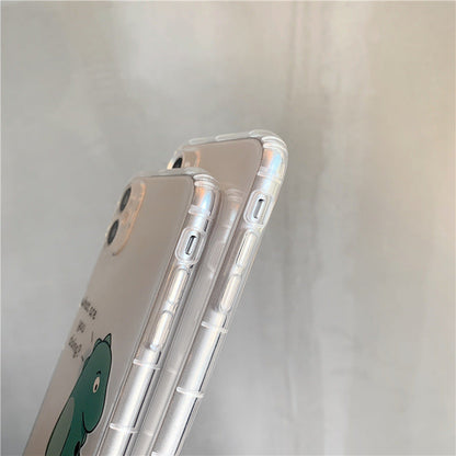 Transparent airbag anti-fall mobile phone case protective cover for cute couples, clear design with shockproof edges