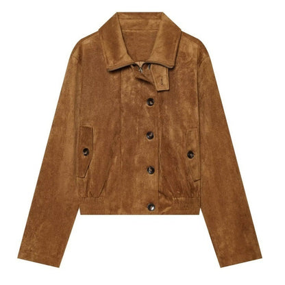 Women's retro stand-collar elastic-waist jacket coat by My Store