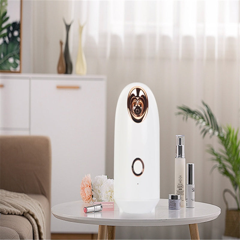 White Beauty Steamer facial device with compact design and adjustable steam nozzle