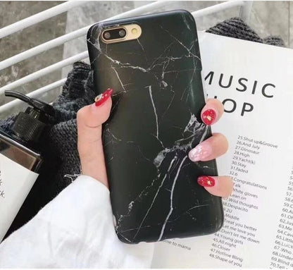 Marble silicone phone case compatible with Apple iPhone 6, 6S, 7, 8, X, XR, XS, and XS Max