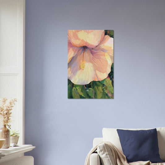 Hibiscus floral art print on museum-quality matte paper by Barbara Cleary, featuring vibrant hibiscus flowers.