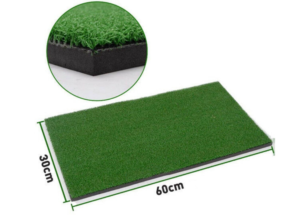 Golf practice mat with durable turf surface for indoor or outdoor swing training