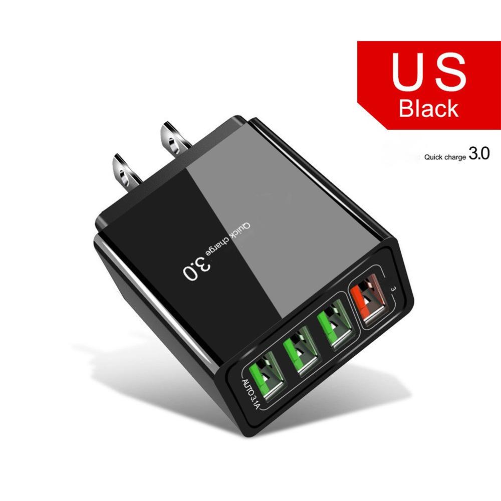 Illuminated 4USB mobile phone charger 3A charging head with four USB ports